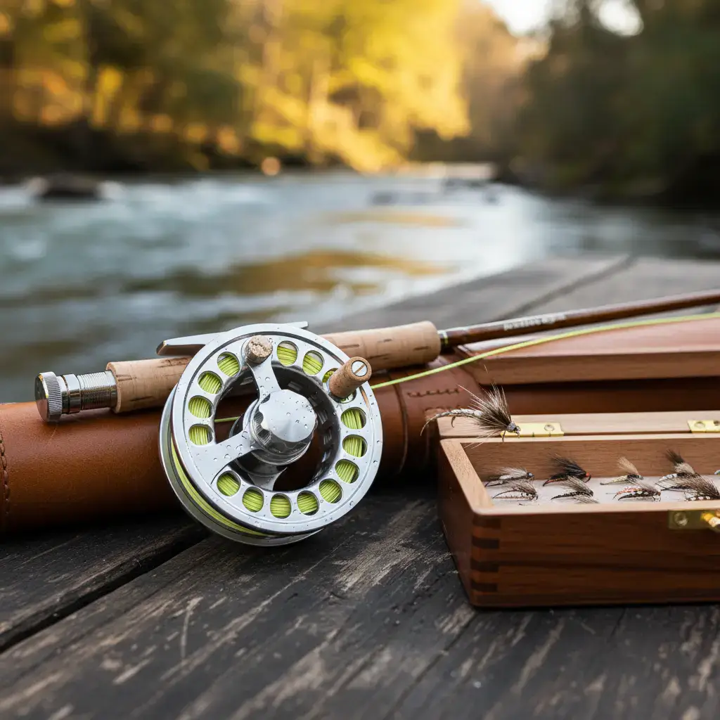 Premium fly fishing gear close-up